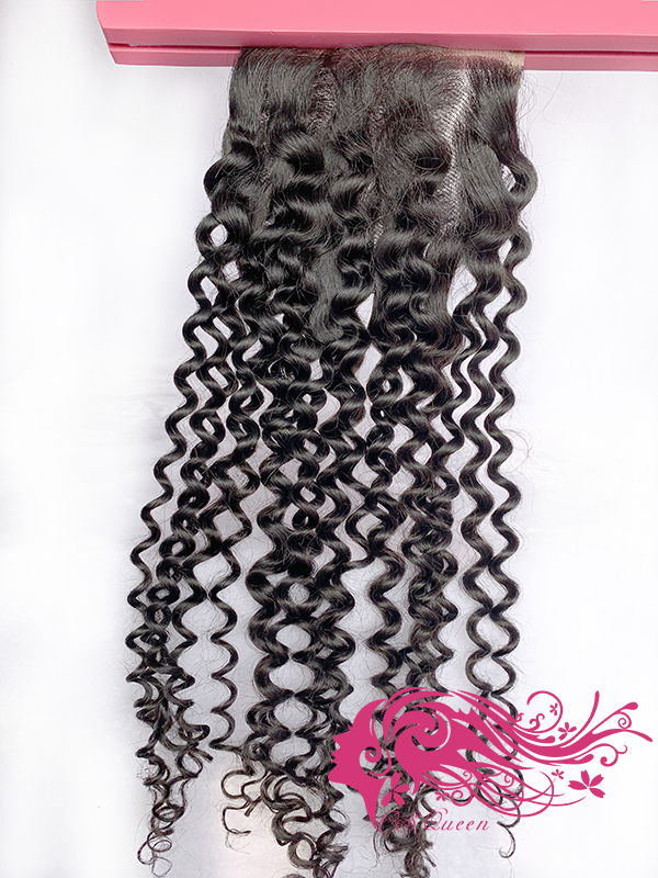 Csqueen Raw Natural Curly Raw hair 4*4 HD Lace Closure 100% Unprocessed Hair